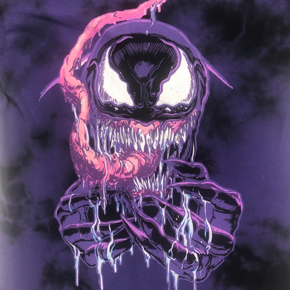 Marvel‎ Venom T-Shirt Tie Dye Graphic Print Superhero Comic Book Purple S